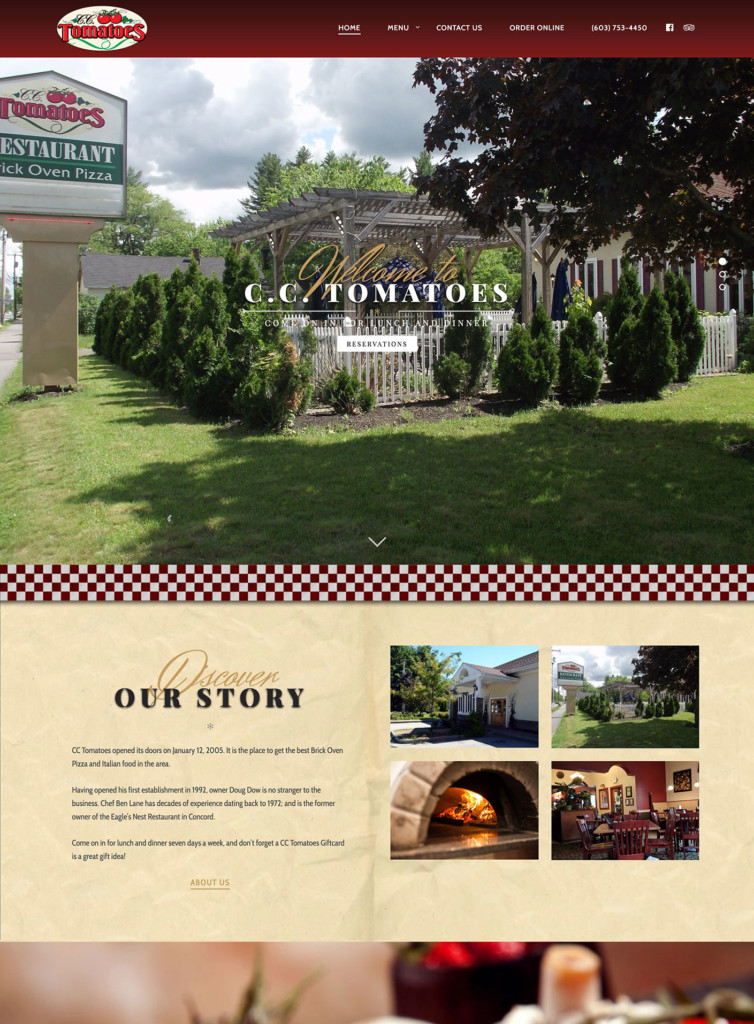 C.C. Tomatoes Restaurant Website Home Page