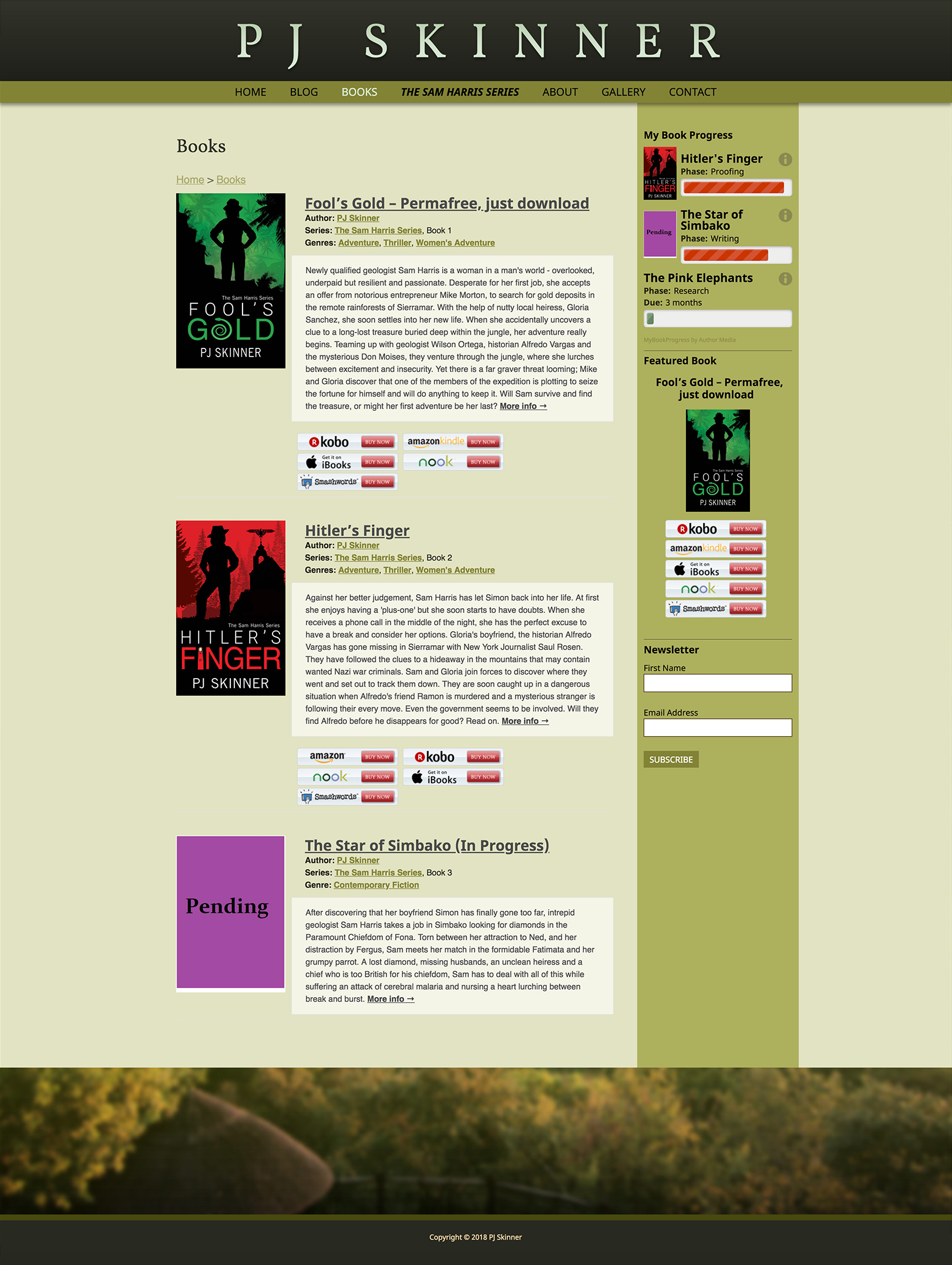 Author PJ Skinner Website interior Page